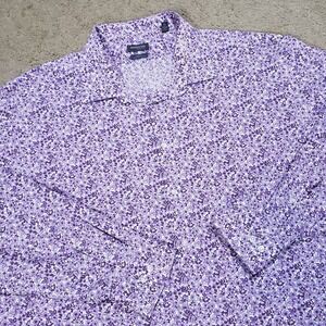 Madison Slim Fit Purple Floral Shirt Men 2XL 18-18.5 34/35 Dynamic Cooling Dress